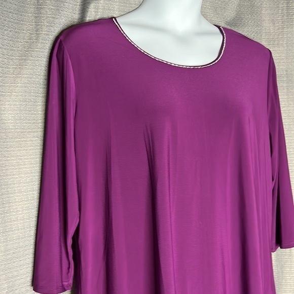BLOSSOM BY P PURPLE 3/4 SLEEVED ASYMMETRICAL HANKY HEM BLOUSE SIZE 3XL - Picture 2 of 6